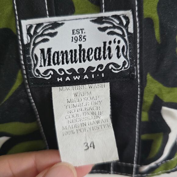 Vintage Manuheali'i Board Shorts Size 34/ 9" Inseam Rare Made in Hawaii Green - Picture 3 of 7